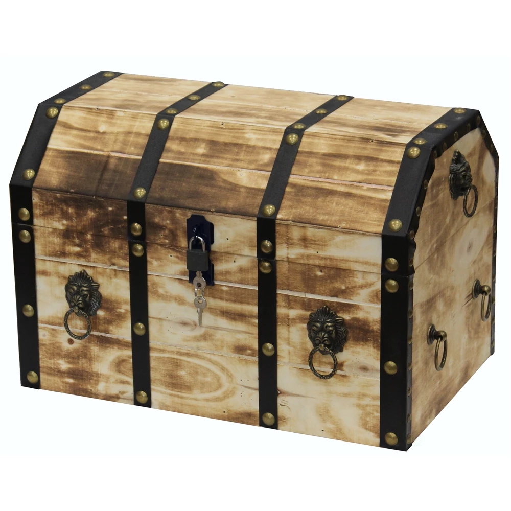 Vintiquewise 17-in X 11.5-in Brown Wood Storage Trunk 1 Vintiquewise 17-in X 11.5-in Brown Wood Storage Trunk