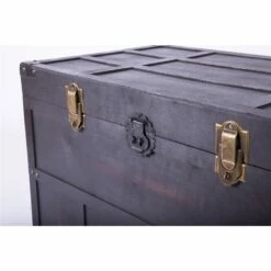 Vintiquewise 20-in X 18-in Black Wood Storage Trunk -Storage Furniture Sales 2024 330993094 AlternateImage3