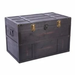 Vintiquewise 20-in X 18-in Black Wood Storage Trunk -Storage Furniture Sales 2024 330993094 MainImage 001