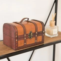 Vintiquewise 8.5-in X 5.5-in Brown Wood Storage Trunk -Storage Furniture Sales 2024 330993096 AlternateImage1