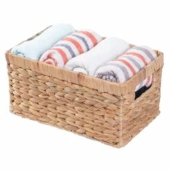 Vintiquewise 12-in X 6-in X 7.5-in Brown Water Hyacinth Basket