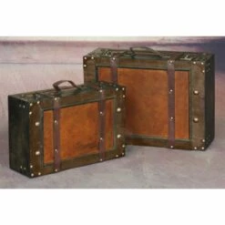 Vintiquewise 15-in X 5.5-in Brown Wood Storage Trunk - Set Of 2 -Storage Furniture Sales 2024 330993107 AlternateImage1