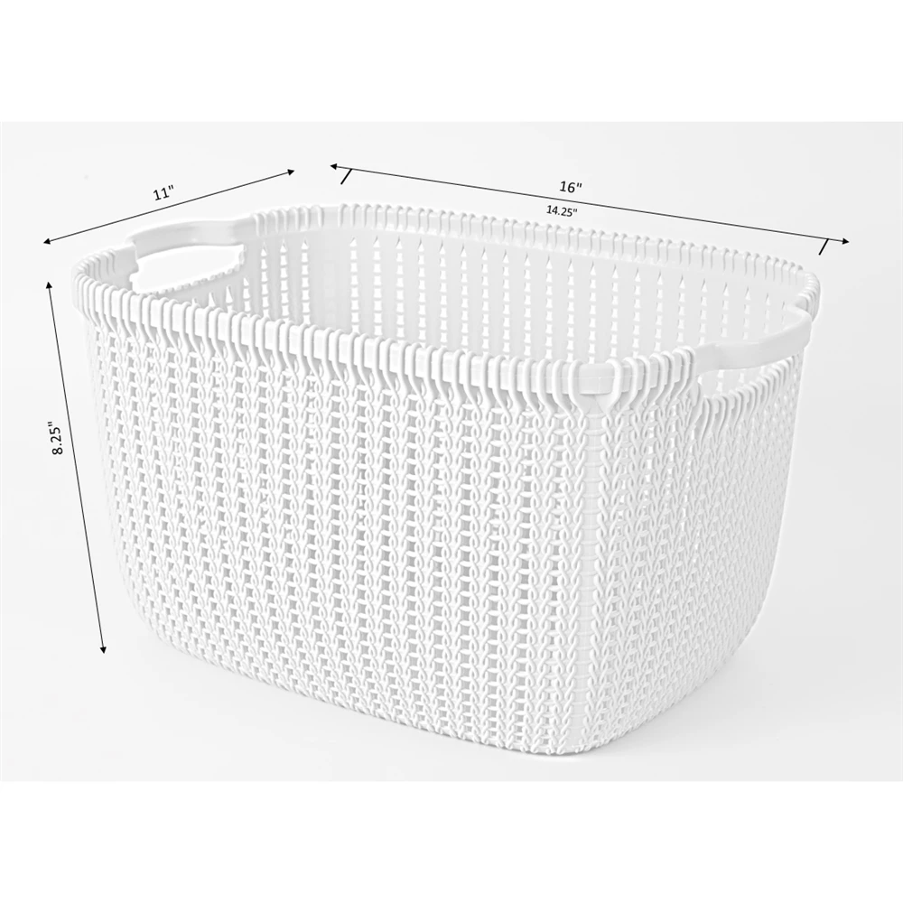Basicwise 16-in X 8.25-in X 11-in White Plastic Basket - 2-Pack 4 Basicwise 16-in X 8.25-in X 11-in White Plastic Basket - 2-Pack - Image 4