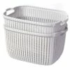 Basicwise 16-in X 8.25-in X 11-in White Plastic Basket - 2-Pack