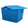 Basicwise 12-in X 8.75-in X 14.25-in Blue Plastic Storage Box - 3-Pack