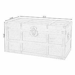 Vintiquewise 27.5-in X 14.25-in Brown Wood Storage Trunk
