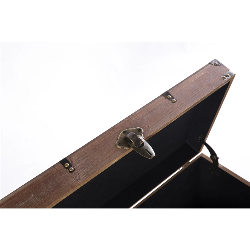 Vintiquewise 27.5-in X 14.25-in Brown Wood Storage Trunk 5 Vintiquewise 27.5-in X 14.25-in Brown Wood Storage Trunk - Image 5