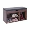Basicwise 5-Pair Brown Wood Shoe Storage Bench - 31.5-in X 11.75-in X 18-in