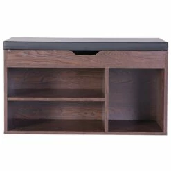 Basicwise 5-Pair Brown Wood Shoe Storage Bench - 31.5-in X 11.75-in X 18-in -Storage Furniture Sales 2024 330993128 MainImage 001
