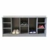 Basicwise 10-Pair Grey Wood Shoe Storage Bench - 47.25-in X 12-in X 22-in