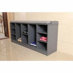 Basicwise 10-Pair Grey Wood Shoe Storage Bench - 47.25-in X 12-in X 22-in 12 Basicwise 10-Pair Grey Wood Shoe Storage Bench - 47.25-in X 12-in X 22-in -Storage Furniture Sales 2024 330993131 AlternateImage3