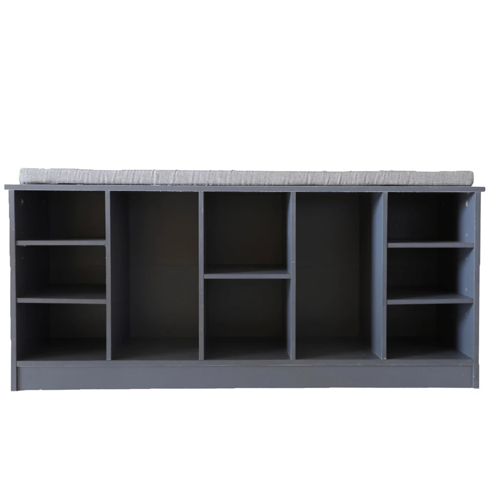 Basicwise 10-Pair Grey Wood Shoe Storage Bench - 47.25-in X 12-in X 22-in 5 Basicwise 10-Pair Grey Wood Shoe Storage Bench - 47.25-in X 12-in X 22-in - Image 5
