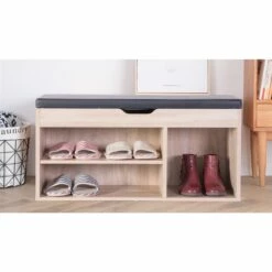 Basicwise 5-Pair Oak Wood Shoe Storage Bench - 31.5-in X 11.75-in X 18-in -Storage Furniture Sales 2024 330993152 AlternateImage1