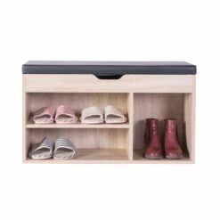 Basicwise 5-Pair Oak Wood Shoe Storage Bench - 31.5-in X 11.75-in X 18-in -Storage Furniture Sales 2024 330993152 AlternateImage2