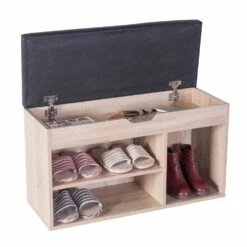 Basicwise 5-Pair Oak Wood Shoe Storage Bench - 31.5-in X 11.75-in X 18-in -Storage Furniture Sales 2024 330993152 AlternateImage4