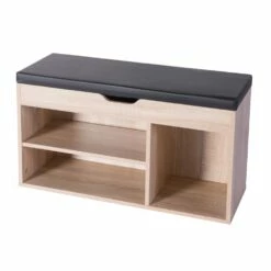 Basicwise 5-Pair Oak Wood Shoe Storage Bench - 31.5-in X 11.75-in X 18-in -Storage Furniture Sales 2024 330993152 MainImage 001
