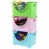 Basicwise 10.3-in X 9.1-in X 11.1-in Multicolour Plastic Storage Box - 3-Pack
