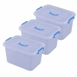 Basicwise 10-in X 8.25-in X 15-in Clear Plastic Storage Box - 3-Pack
