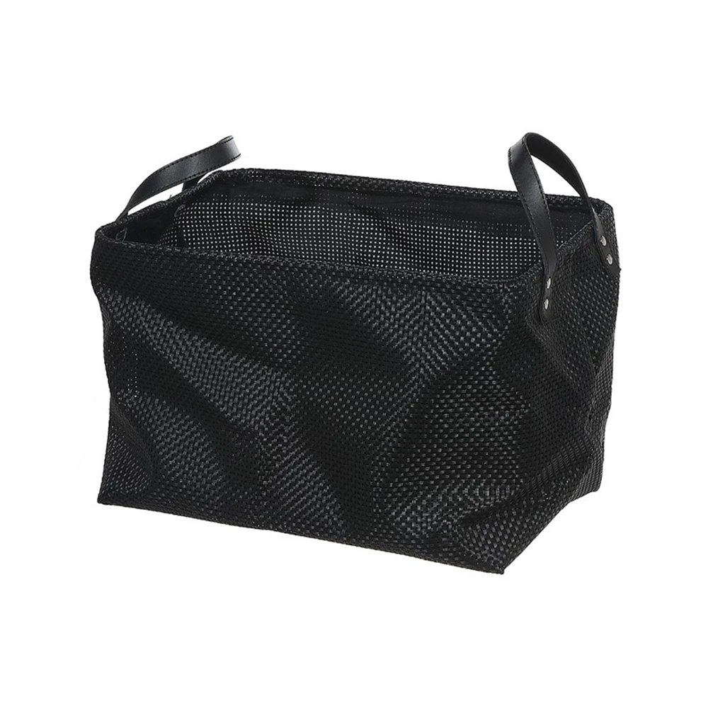 IH Casa Decor 15-in W X 10.25-in H X 9.85-in D Black Polyester Basket 1 IH Casa Decor 15-in W X 10.25-in H X 9.85-in D Black Polyester Basket