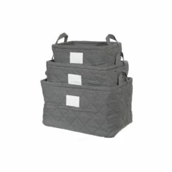 IH Casa Decor 15-in W X 9.05-in H X 10.25-in D Grey Polyester Baskets - 3-Pack