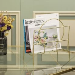 Fabulaxe 13-in X 13.5-in Gold Steel Magazine Rack -Storage Furniture Sales 2024 331023370 AlternateImage1