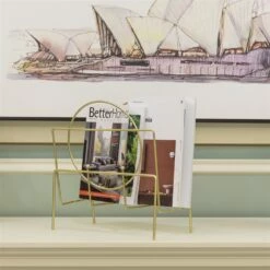 Fabulaxe 13-in X 13.5-in Gold Steel Magazine Rack -Storage Furniture Sales 2024 331023370 AlternateImage3