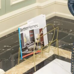 Fabulaxe 13-in X 13.5-in Gold Steel Magazine Rack -Storage Furniture Sales 2024 331023370 AlternateImage4