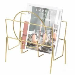 Fabulaxe 13-in X 13.5-in Gold Steel Magazine Rack