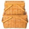 Vintiquewise 15.5-in X 8.5-in Brown Composite Wood Basket - Set Of 2