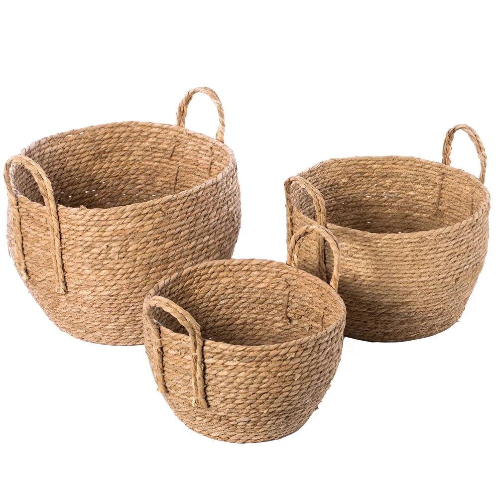 Vintiquewise 14.5-in X 11-in Brown Sea Grass Basket - Set Of 3 3 Vintiquewise 14.5-in X 11-in Brown Sea Grass Basket - Set Of 3 - Image 3