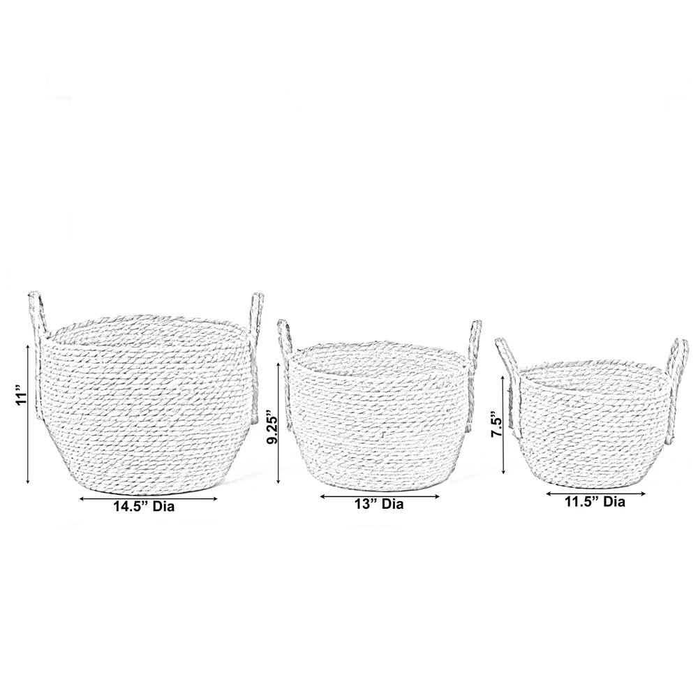 Vintiquewise 14.5-in X 11-in Brown Sea Grass Basket - Set Of 3 6 Vintiquewise 14.5-in X 11-in Brown Sea Grass Basket - Set Of 3 - Image 6