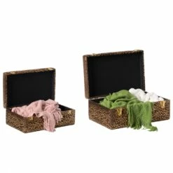 Vintiquewise 21.25-in X 8.5-in Brown Velvet Storage Trunk - Set Of 2 -Storage Furniture Sales 2024 331023443 AlternateImage5