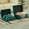 Vintiquewise 19-in X 8.25-in Green Velvet Storage Trunk - Set Of 2