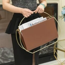 Fabulaxe 18.5-in X 15.5-in Gold Steel Magazine Rack 12 Fabulaxe 18.5-in X 15.5-in Gold Steel Magazine Rack -Storage Furniture Sales 2024 331023450 AlternateImage3