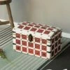 Vintiquewise 11.5-in X 11.5-in Red/White Wood Storage Trunk
