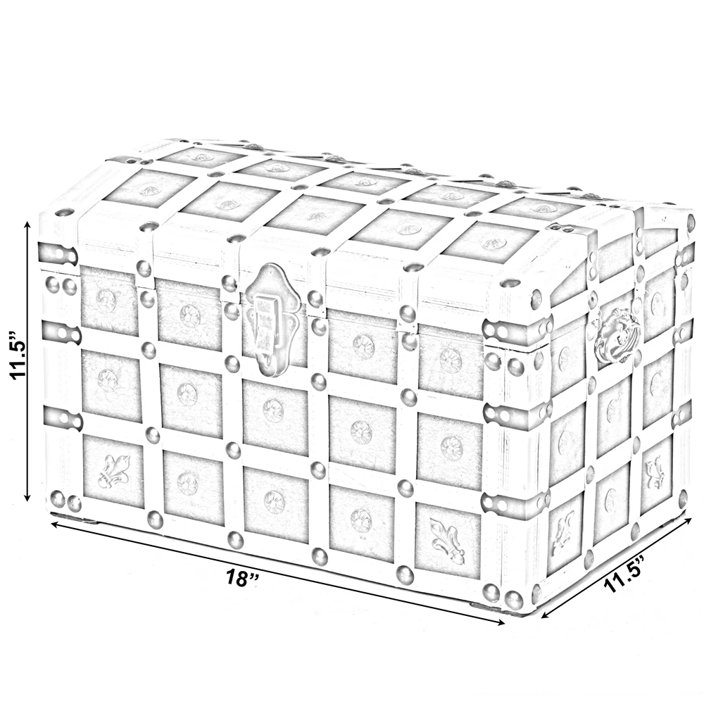 Vintiquewise 11.5-in X 11.5-in Red/White Wood Storage Trunk 8 Vintiquewise 11.5-in X 11.5-in Red/White Wood Storage Trunk - Image 8