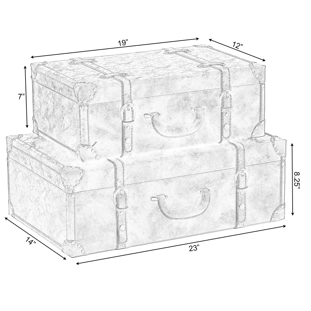 Vintiquewise 23-in X 8.25-in Brown Faux Leather Storage Trunk - Set Of 2 6 Vintiquewise 23-in X 8.25-in Brown Faux Leather Storage Trunk - Set Of 2 - Image 6