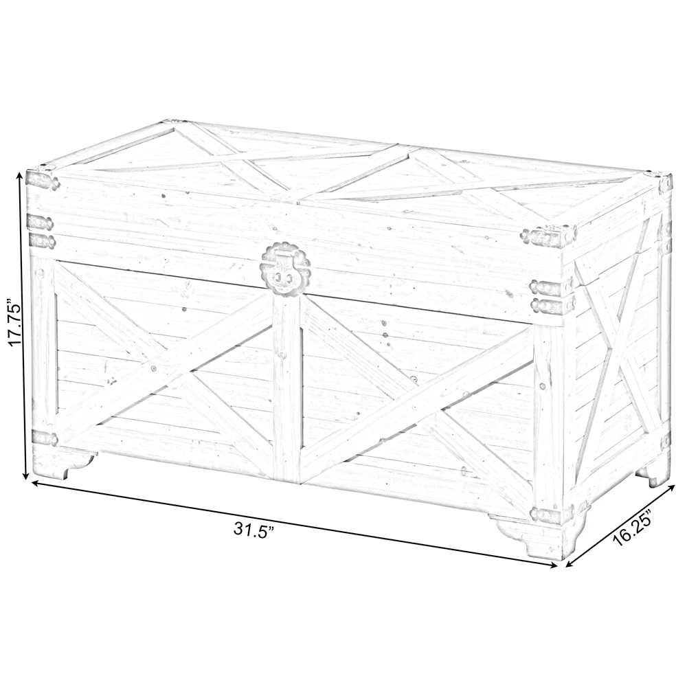 Vintiquewise 16-in X 17.75-in Brown Wood Storage Trunk 2 Vintiquewise 16-in X 17.75-in Brown Wood Storage Trunk - Image 2