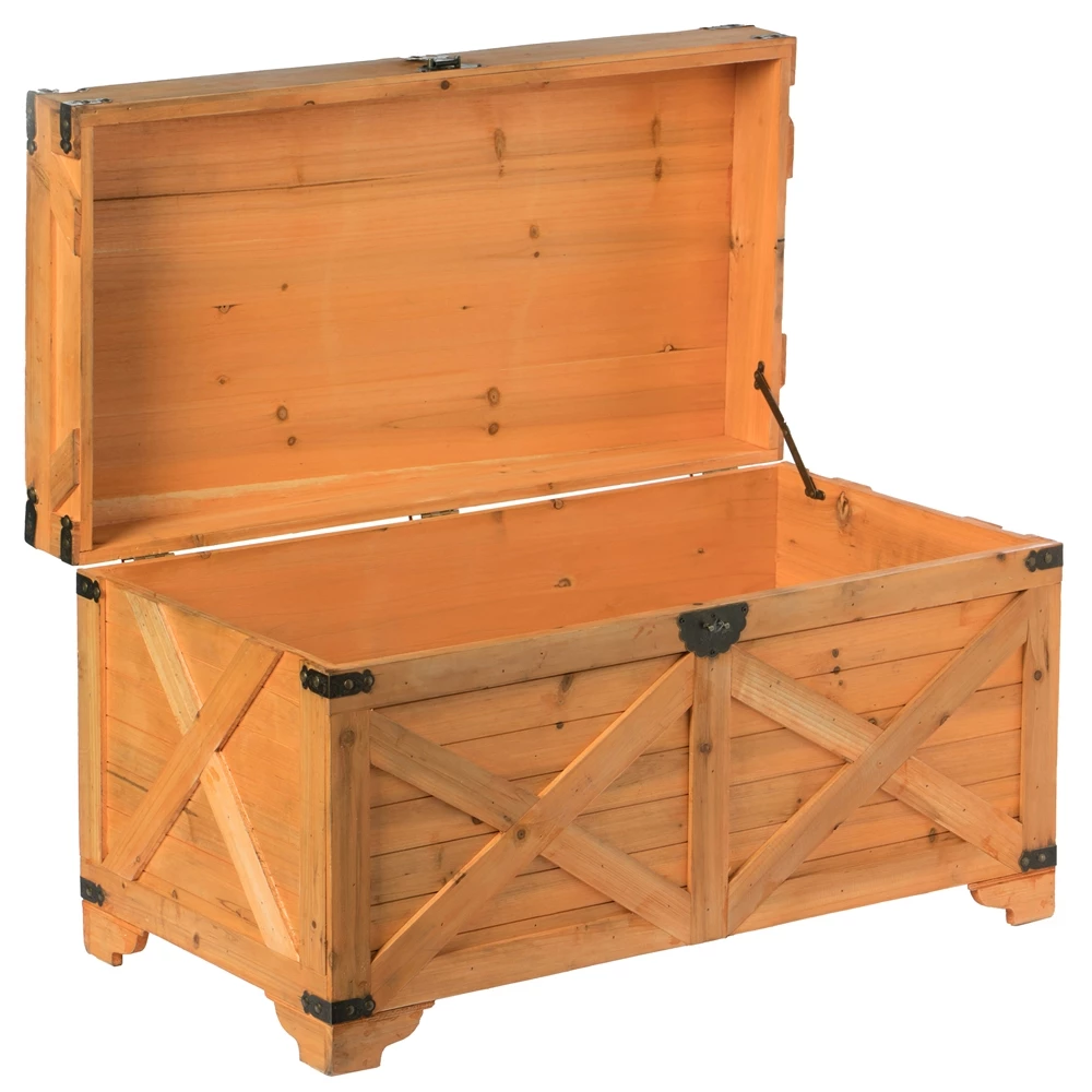 Vintiquewise 16-in X 17.75-in Brown Wood Storage Trunk 5 Vintiquewise 16-in X 17.75-in Brown Wood Storage Trunk - Image 5