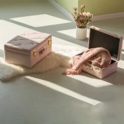 Vintiquewise 19-in X 8.25-in Pink Velvet Storage Trunk - Set Of 2 11 Vintiquewise 19-in X 8.25-in Pink Velvet Storage Trunk - Set Of 2 -Storage Furniture Sales 2024 331023546 AlternateImage1