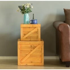 Vintiquewise 16.5-in X 15.25-in Brown Wood Storage Trunk - Set Of 2 -Storage Furniture Sales 2024 331023549 AlternateImage1