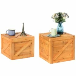 Vintiquewise 16.5-in X 15.25-in Brown Wood Storage Trunk - Set Of 2 -Storage Furniture Sales 2024 331023549 MainImage 001