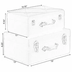 Vintiquewise 19-in X 8.25-in Yellow Velvet Storage Trunk - Set Of 2 -Storage Furniture Sales 2024 331023578 AlternateImage3