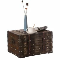 Vintiquewise 19-in X 11-in Brown Wood And Faux Leather Storage Trunk 11 Vintiquewise 19-in X 11-in Brown Wood And Faux Leather Storage Trunk -Storage Furniture Sales 2024 331023624 AlternateImage2