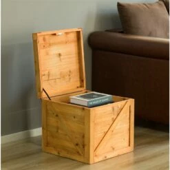 Vintiquewise 16.5-in X 15.25-in Brown Wood Storage Trunk -Storage Furniture Sales 2024 331023655 AlternateImage2