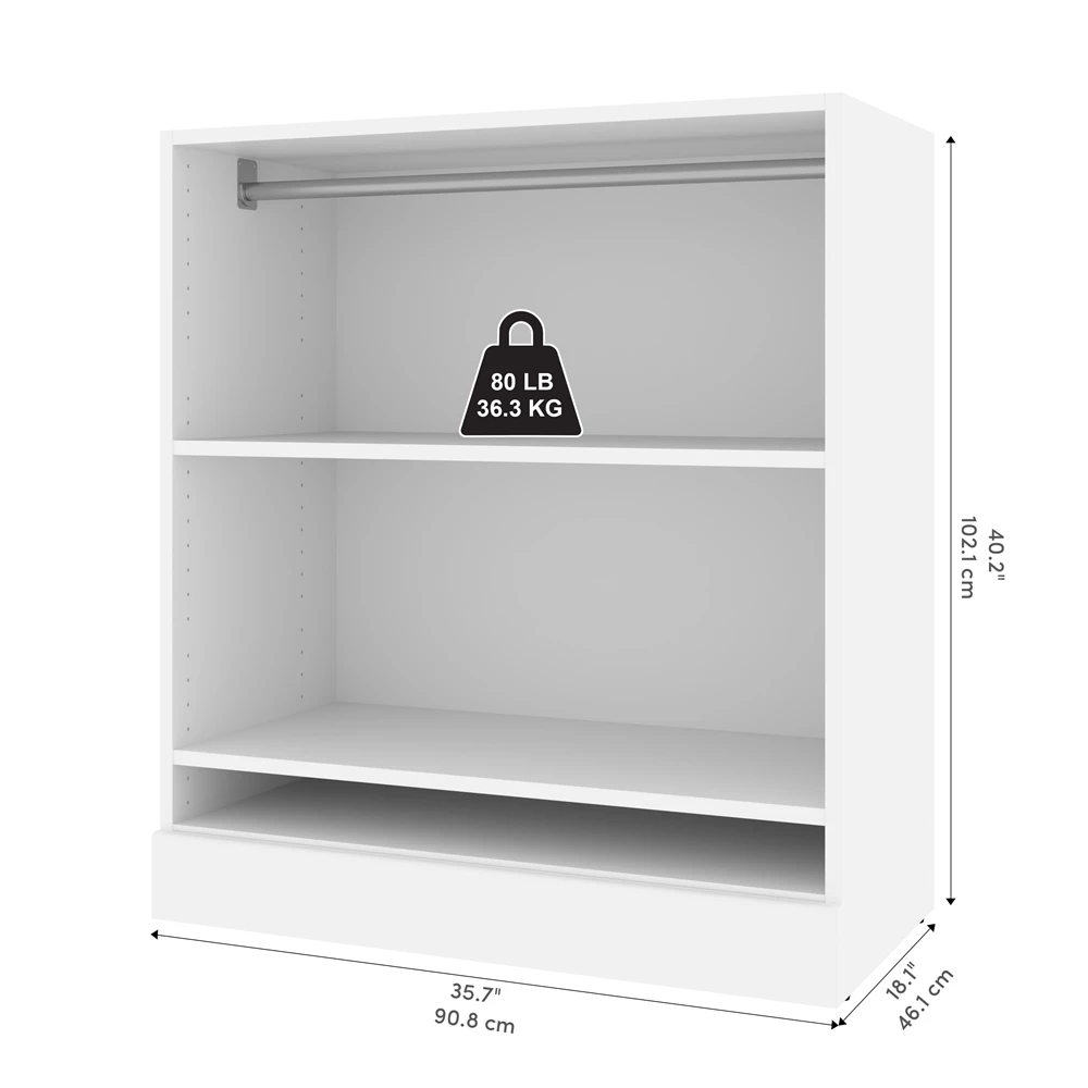 Bestar Versatile 36-in Low Shelving Unit With Rod In White 5 Bestar Versatile 36-in Low Shelving Unit With Rod In White - Image 5