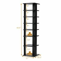 Costway 7 Pair Black Wood Shoe Rack -Storage Furniture Sales 2024 331026452 AlternateImage1