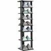 Costway 7 Pair Black Wood Shoe Rack