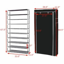 Costway 27 Pair Black Composite Shoe Rack With Fabric Cover -Storage Furniture Sales 2024 331026484 AlternateImage1
