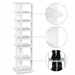 Costway 7 Pair White Wood Shoe Rack -Storage Furniture Sales 2024 331026580 AlternateImage5